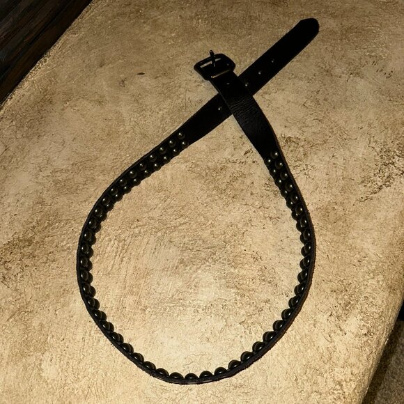 Dark studded, quality leather belt, Large - Picture 6 of 6